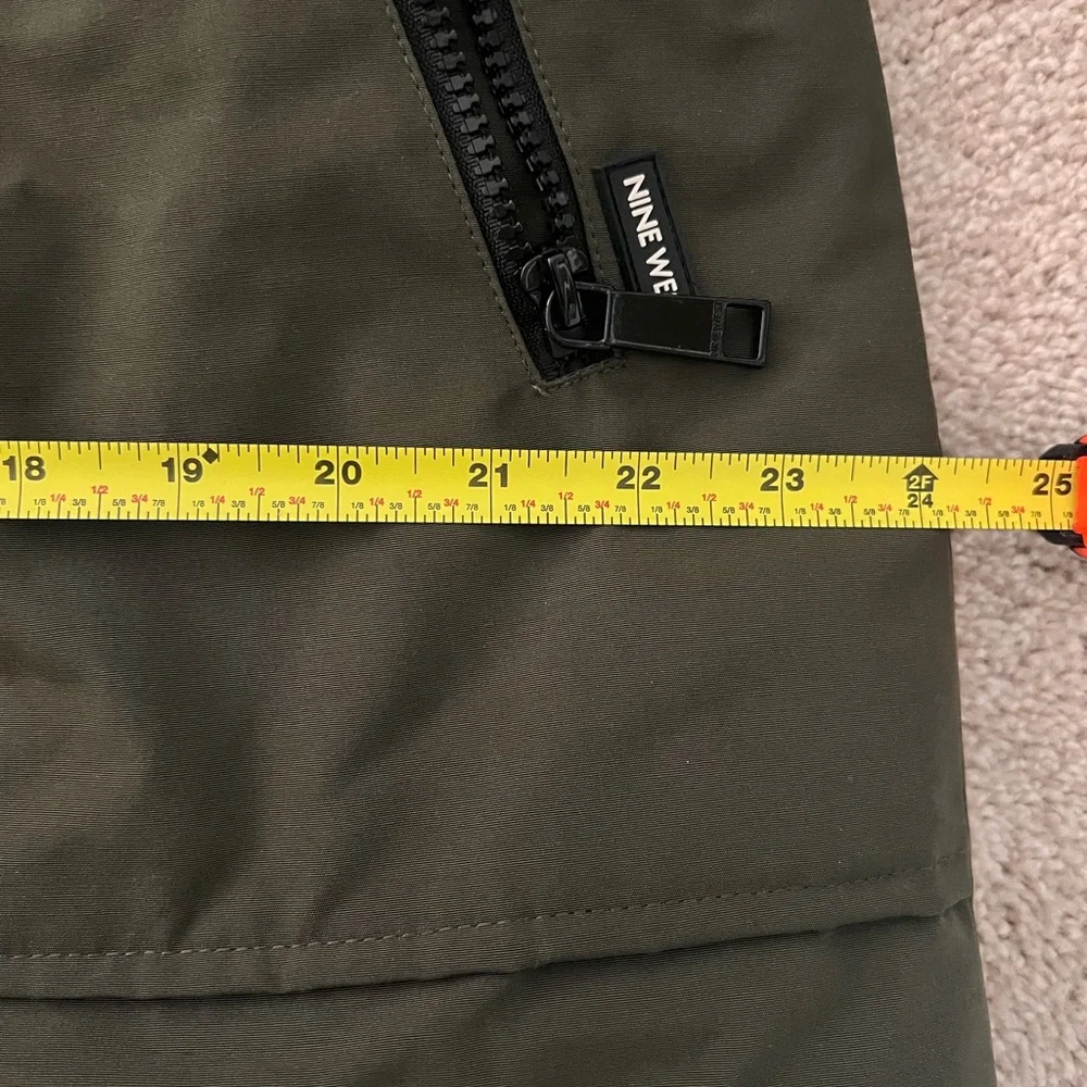 Nine West Fur Trim Hooded Parka Coat Green - Picture 8 of 12